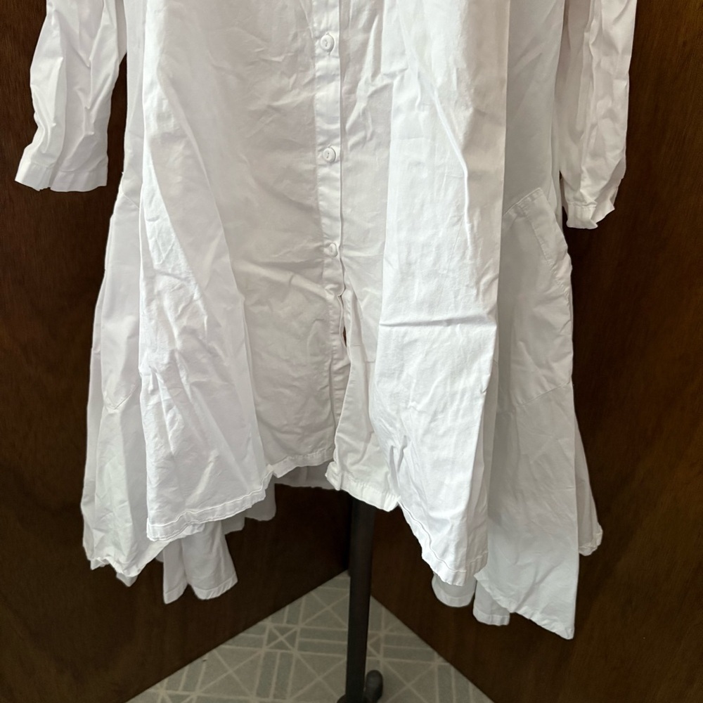 METROSTYLE sz S White Button down Fishtail High Low Shirt - Picture 3 of 8